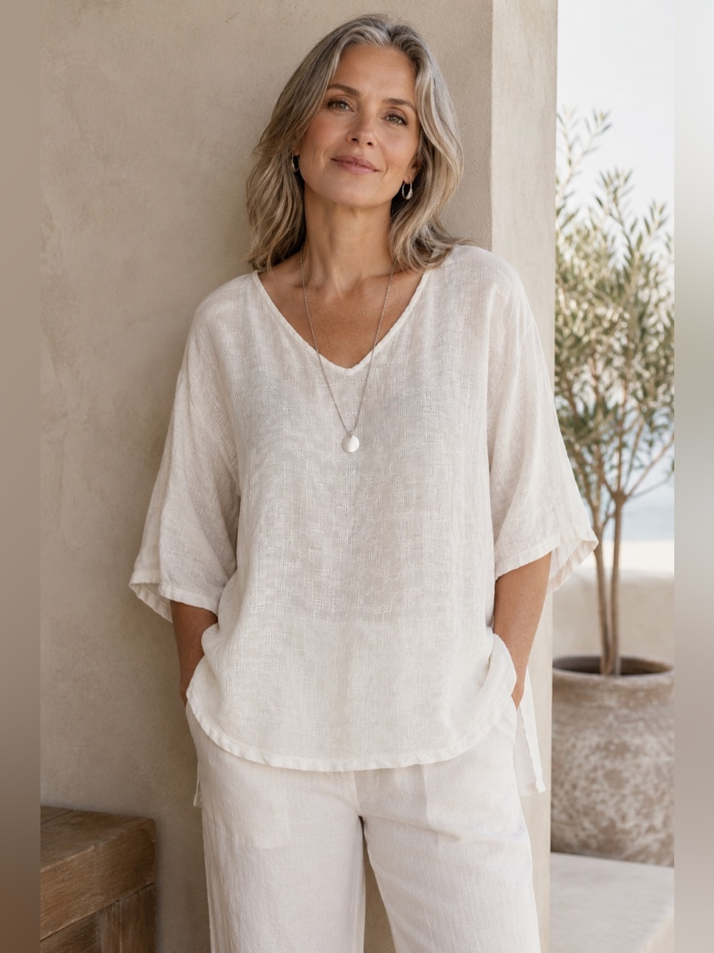 100% Linen Eileen Fisher Vintage Irish Linen Tunic Top